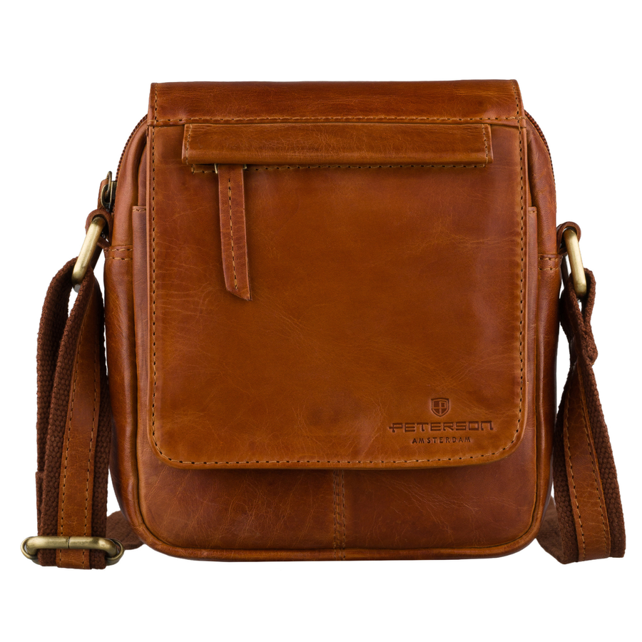 Braune Herren-Umhängetasche aus Leder kleine Schultertasche - Peterson – Bild 3