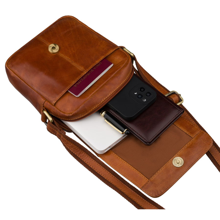 Braune Herren-Umhängetasche aus Leder kleine Schultertasche - Peterson – Bild 10