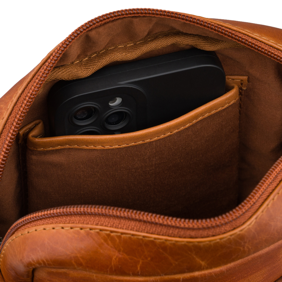 Braune Herren-Umhängetasche aus Leder kleine Schultertasche - Peterson – Bild 9