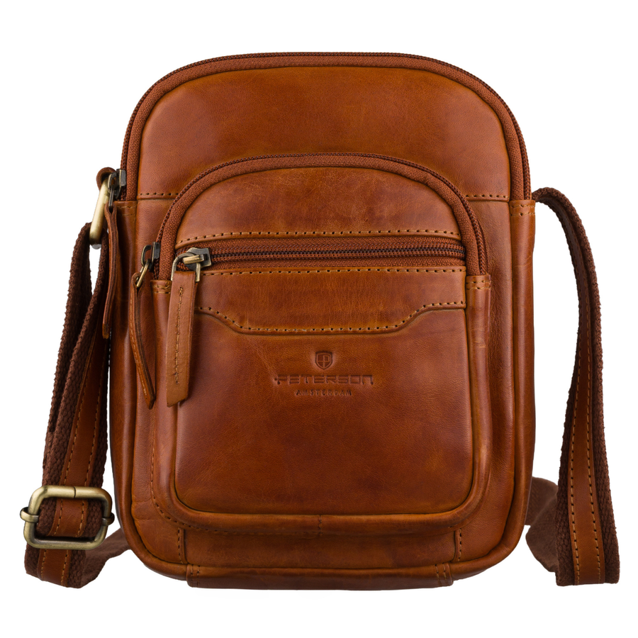 Kleine Herren-Umhängetasche Schultertasche braune Stadt-Tasche aus echtem Leder - Peterson – Bild 3