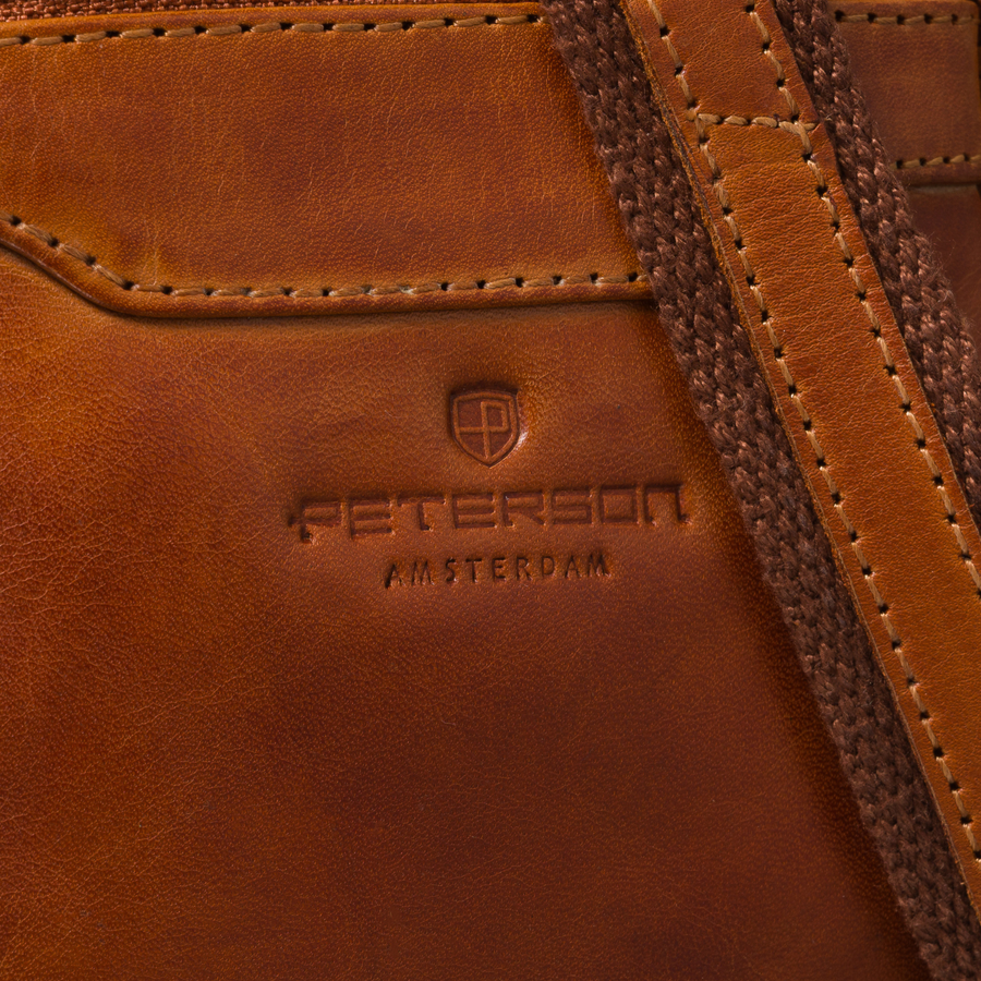 Kleine Herren-Umhängetasche Schultertasche braune Stadt-Tasche aus echtem Leder - Peterson – Bild 6