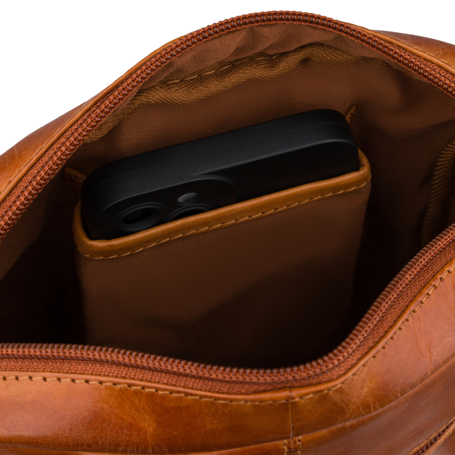 Kleine Herren-Umhängetasche aus Leder braune Schultertasche - Peterson – Bild 8