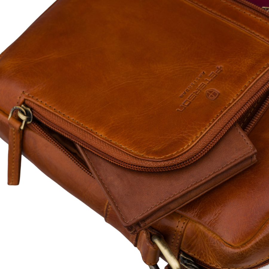Kleine Herren-Umhängetasche aus Leder braune Schultertasche - Peterson – Bild 9