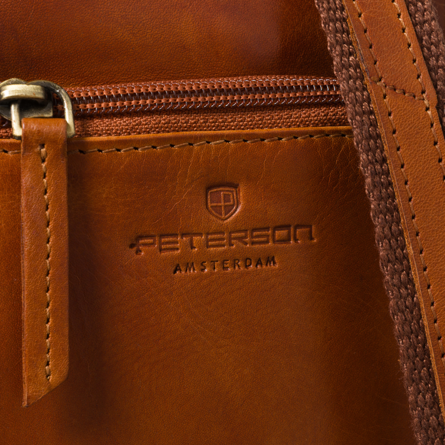 Kleine Herren-Umhängetasche aus Leder braune Schultertasche - Peterson – Bild 6