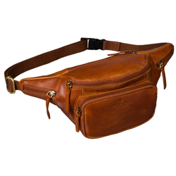 Braune Herren-Ledergürteltasche für Hüfte oder Crossbody modische kleine Tasche – Peterson