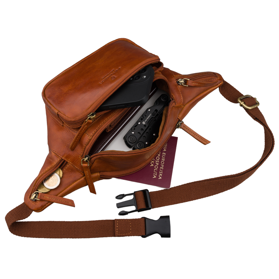 Braune Herren-Ledergürteltasche für Hüfte oder Crossbody modische kleine Tasche - Peterson – Bild 10