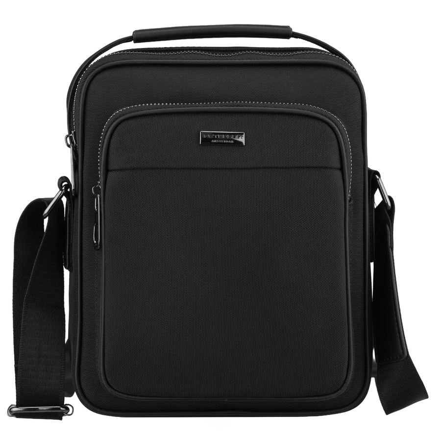Kleine Herren-Umhängetasche schwarz aus Polyester leichte Stadt-Schultertasche - Peterson – Bild 3