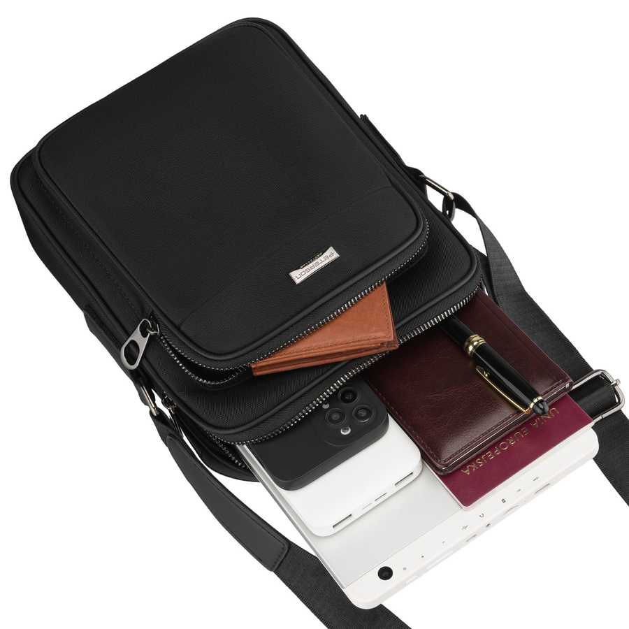 Kleine Herren-Umhängetasche schwarz aus Polyester leichte Stadt-Schultertasche - Peterson – Bild 12