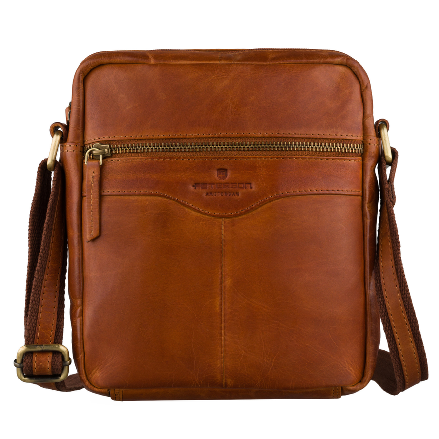 Braune kleine Herren-Umhängetasche aus echtem Leder Stadt-Schultertasche - Peterson – Bild 4