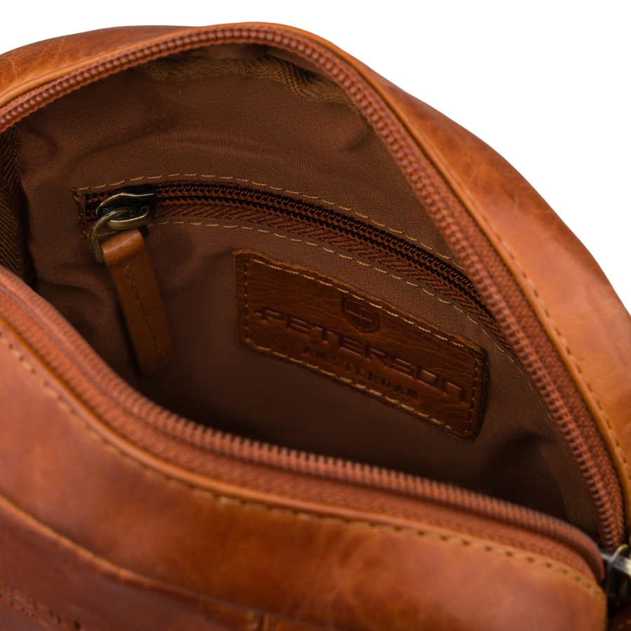Braune kleine Herren-Umhängetasche aus echtem Leder Stadt-Schultertasche - Peterson – Bild 7