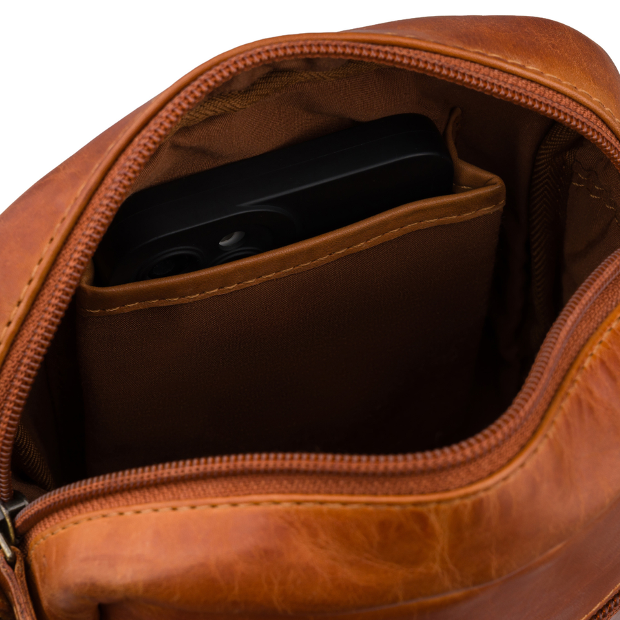 Braune kleine Herren-Umhängetasche aus echtem Leder Stadt-Schultertasche - Peterson – Bild 8