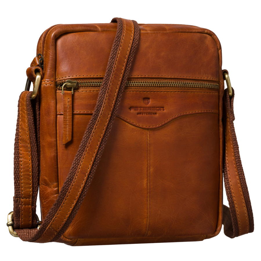 Braune kleine Herren-Umhängetasche aus echtem Leder Stadt-Schultertasche - Peterson
