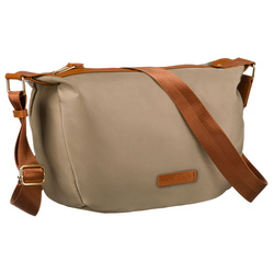 Damen-Umhängetasche aus Nylon in Khaki mit braunen Einsätzen aus Öko-Leder – Rovicky