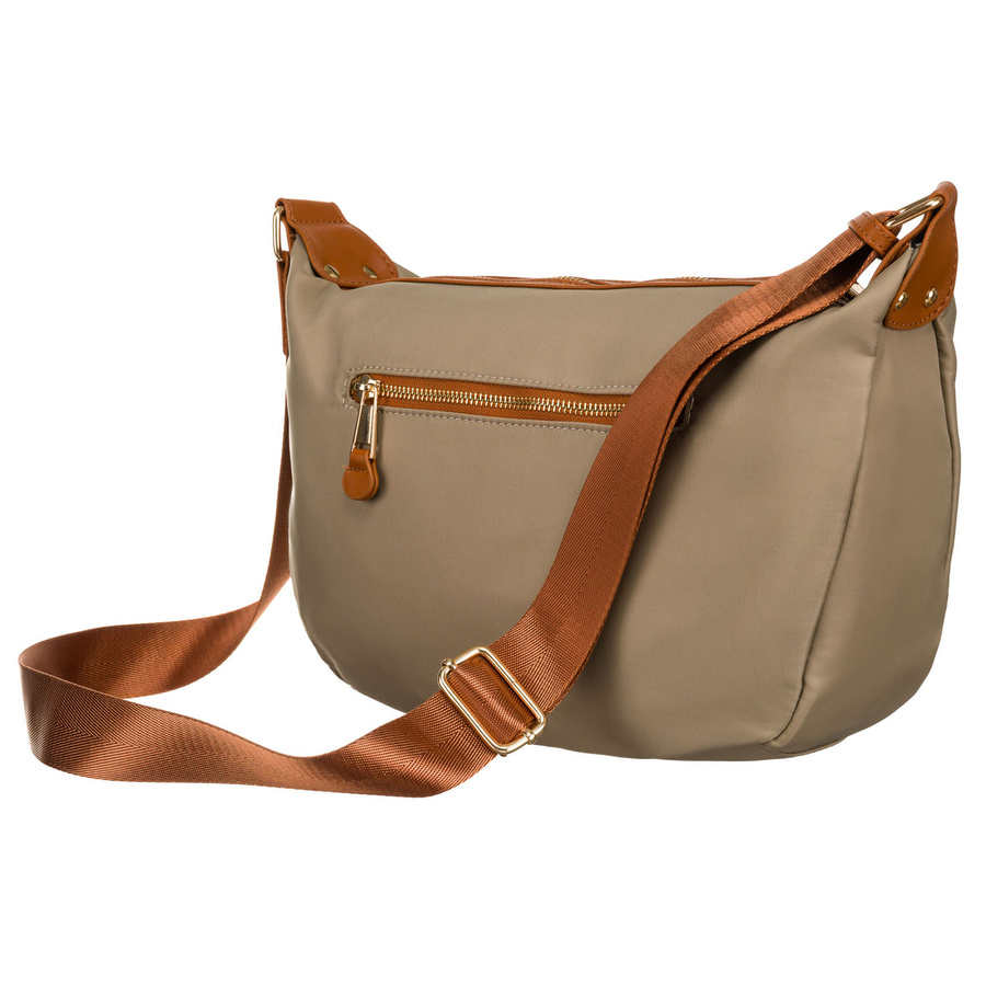 Damen-Umhängetasche aus Nylon in Khaki mit braunen Einsätzen aus Öko-Leder - Rovicky – Bild 3