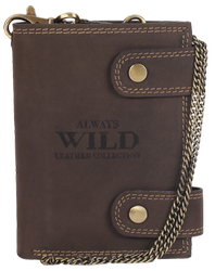Attraktive Herren Geldbörse aus Leder mit Messingkette – Always Wild