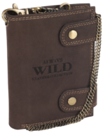 Attraktive Herren Geldbörse aus Leder mit Messingkette – Always Wild
