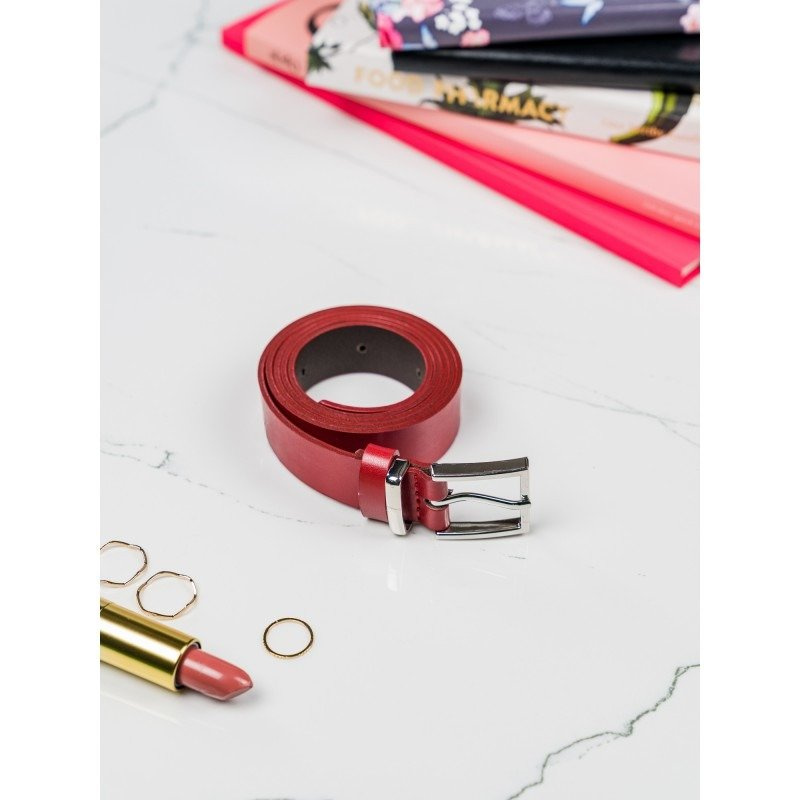 Leder Gürtel schmal mit eckiger silberner Schnalle