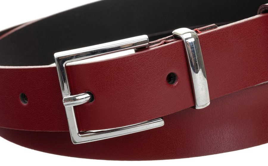 Leder Gürtel schmal mit eckiger silberner Schnalle – Bild 3