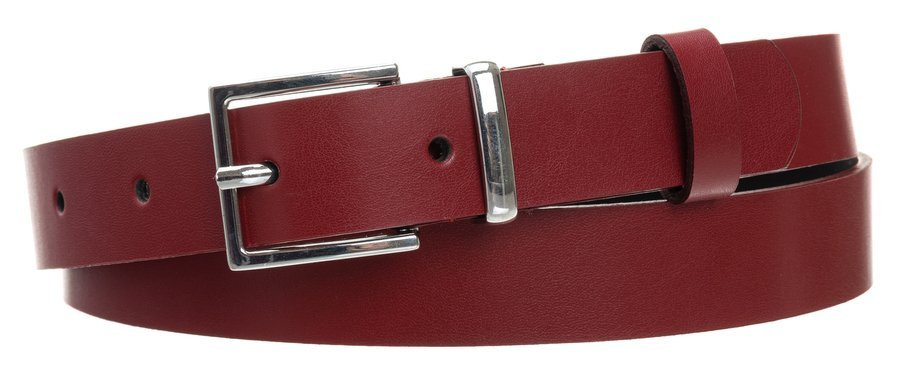 Leder Gürtel schmal mit eckiger silberner Schnalle – Bild 5