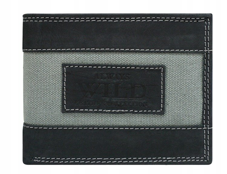 Herren Geldbörse quer mit Jeansdetails aus Nubukleder – Always Wild