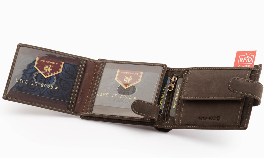 Herren Geldbörse aus Leder mit Druckverschluss und RFID-Schutz – Peterson – Bild 4