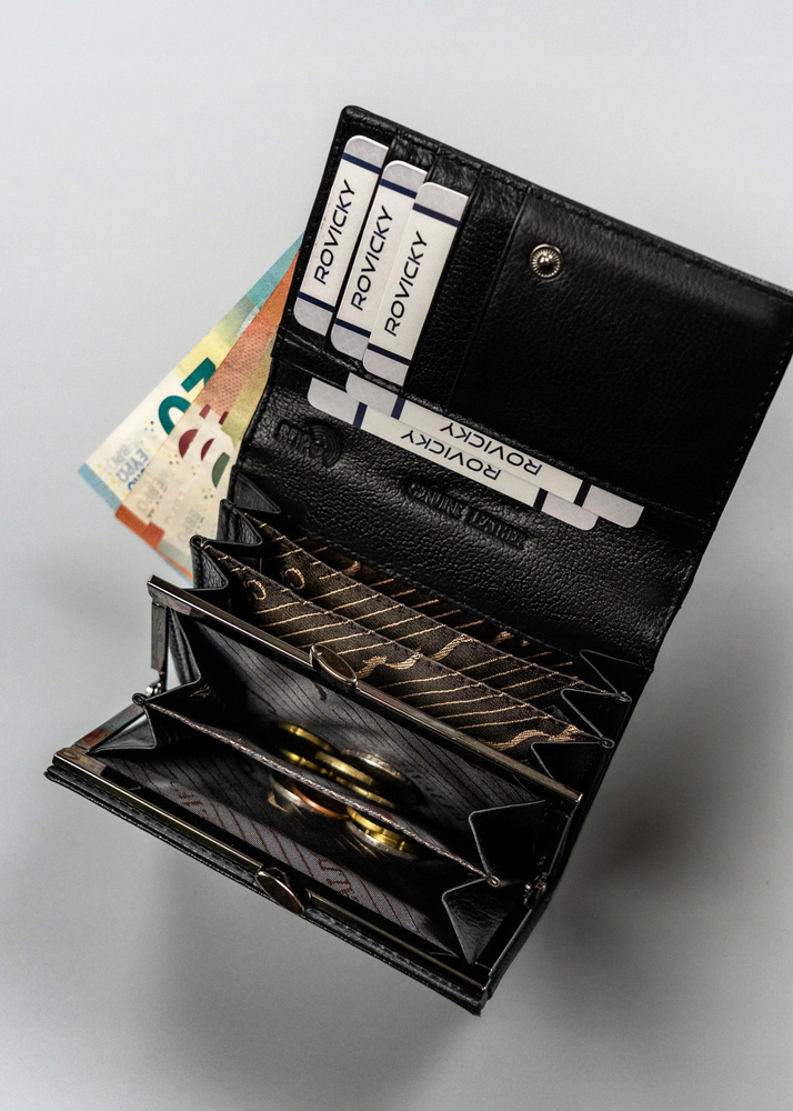 Damen-Geldbörse aus Leder mit Druckknopf - 4U Cavaldi – Bild 7