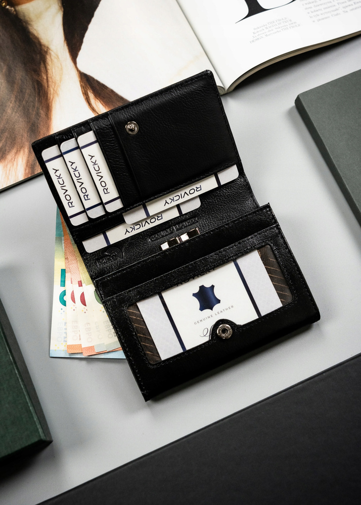 Damen-Geldbörse aus Leder mit Druckknopf - 4U Cavaldi – Bild 6