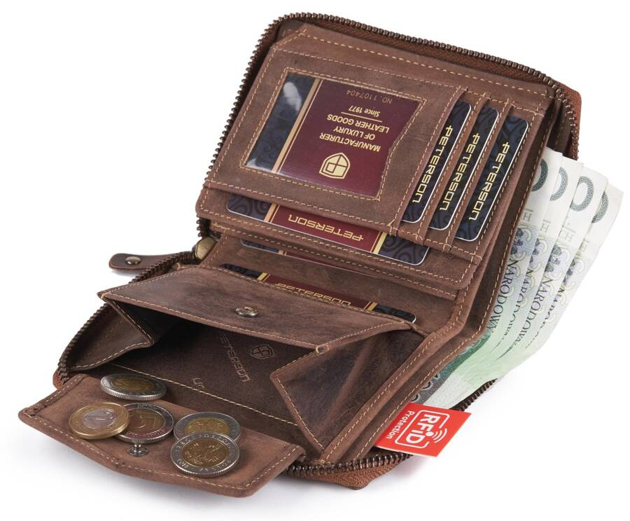 Große Herren Geldbörse aus Leder mit Reißverschluss – Peterson – Bild 5