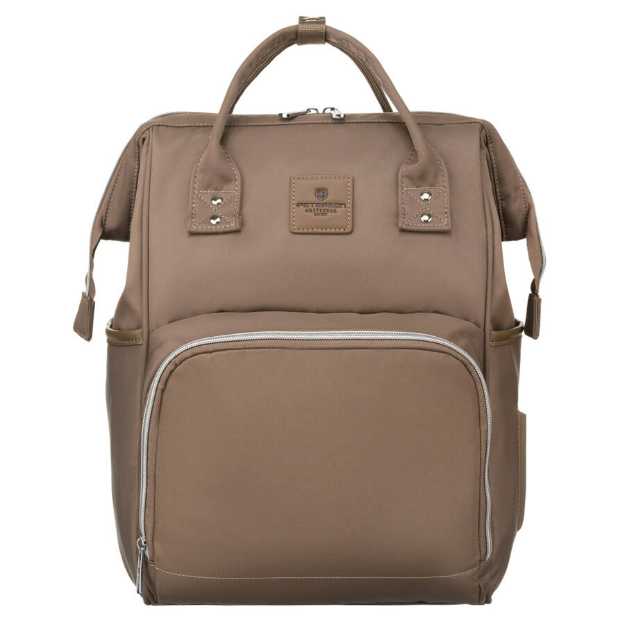 Zweifach-Kammer-Rucksack in Beige mit Außentasche - Peterson – Bild 2