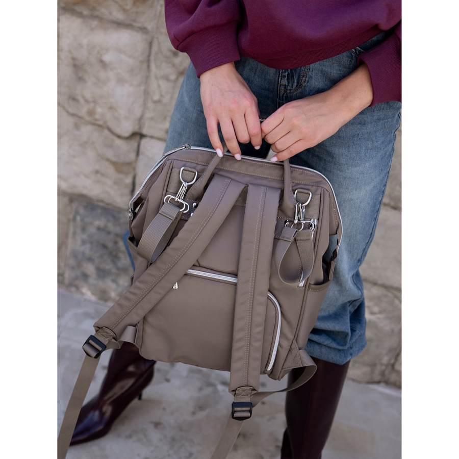 Zweifach-Kammer-Rucksack in Beige mit Außentasche - Peterson – Bild 6