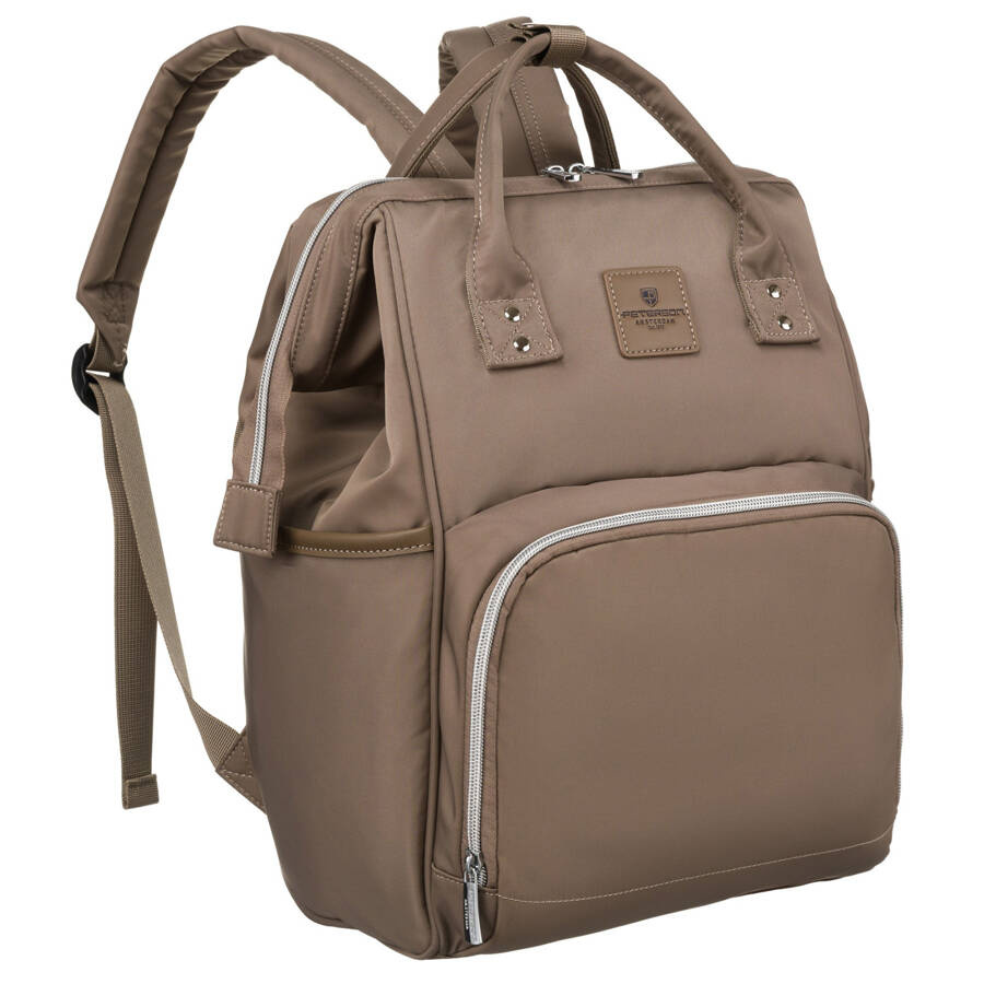 Zweifach-Kammer-Rucksack in Beige mit Außentasche - Peterson
