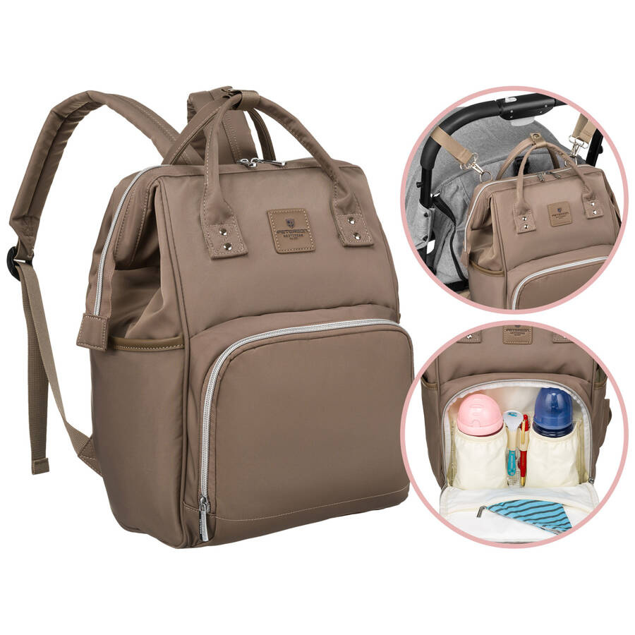 Zweifach-Kammer-Rucksack in Beige mit Außentasche - Peterson – Bild 4