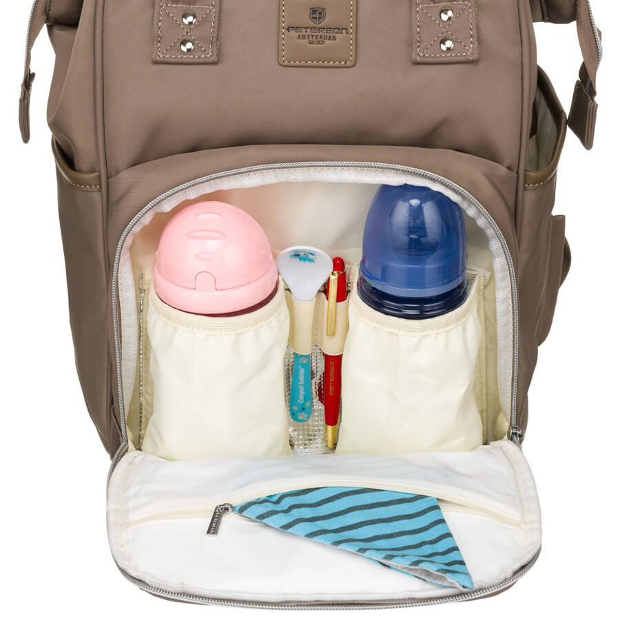 Zweifach-Kammer-Rucksack in Beige mit Außentasche - Peterson – Bild 11