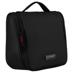 Synthetische Reis-Kosmetiktasche in Schwarz mit Haken, Reißverschluss – Peterson