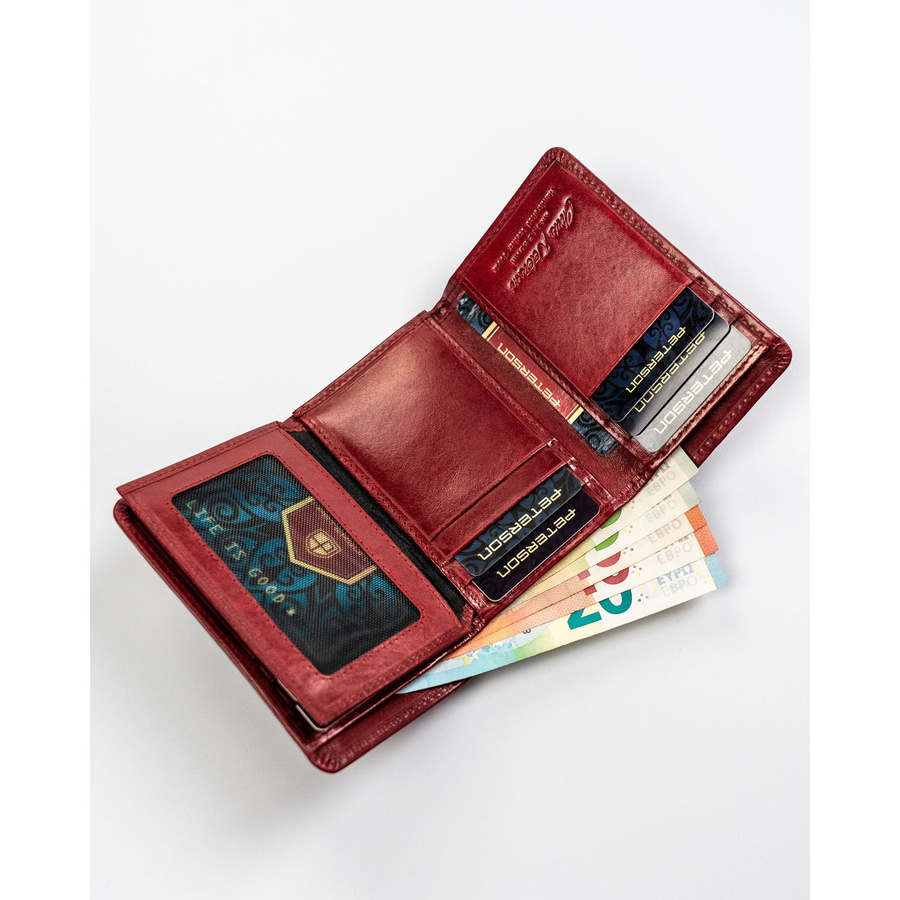 Damen Geldbörse rot aus Leder mit Druckknopf und Bügelverschluss – Peterson – Bild 6