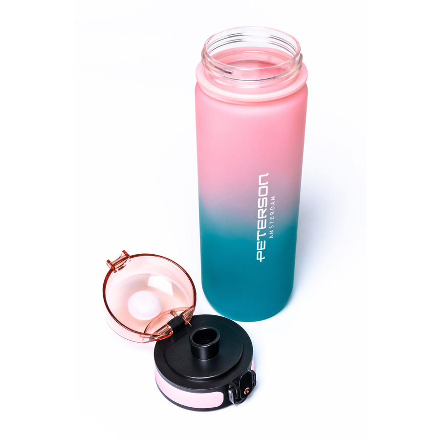Wasserflasche in Blau-Rosa, ausgestattet mit praktischem Trageband - Peterson – Bild 11