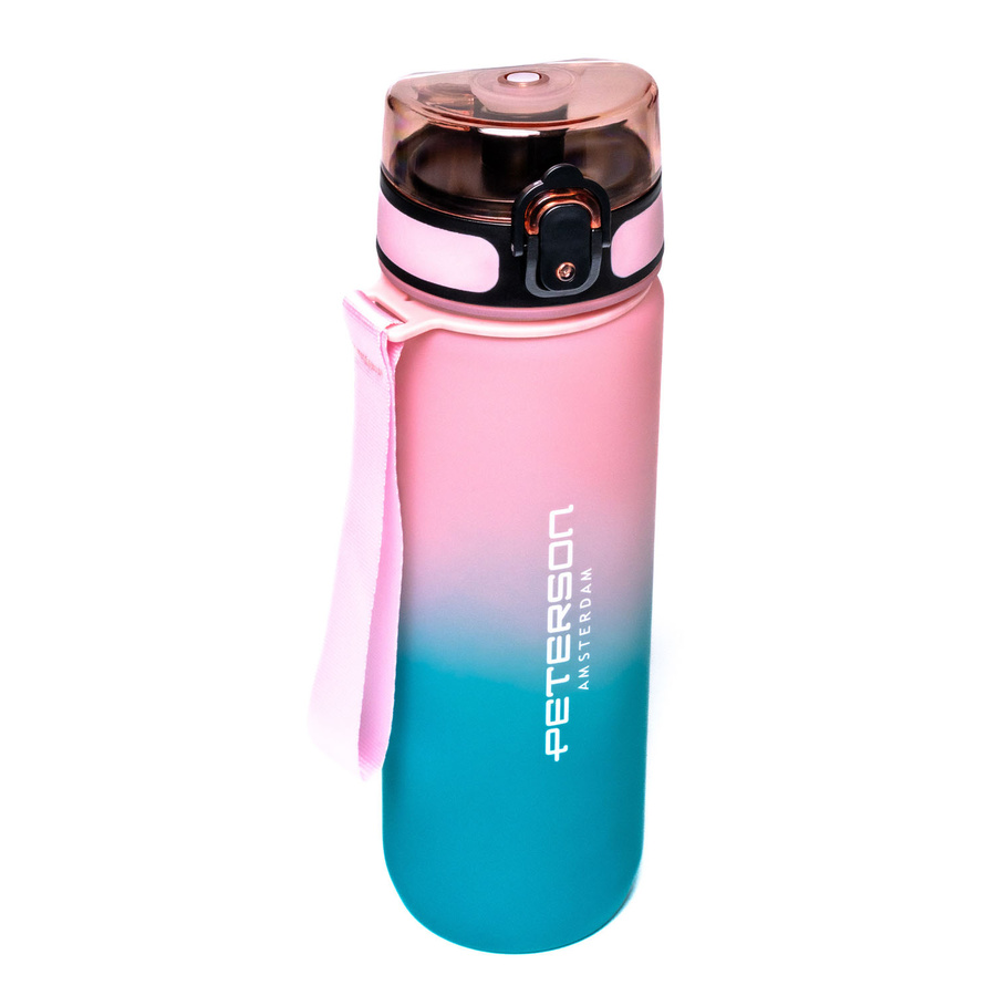 Wasserflasche in Blau-Rosa, ausgestattet mit praktischem Trageband - Peterson – Bild 9