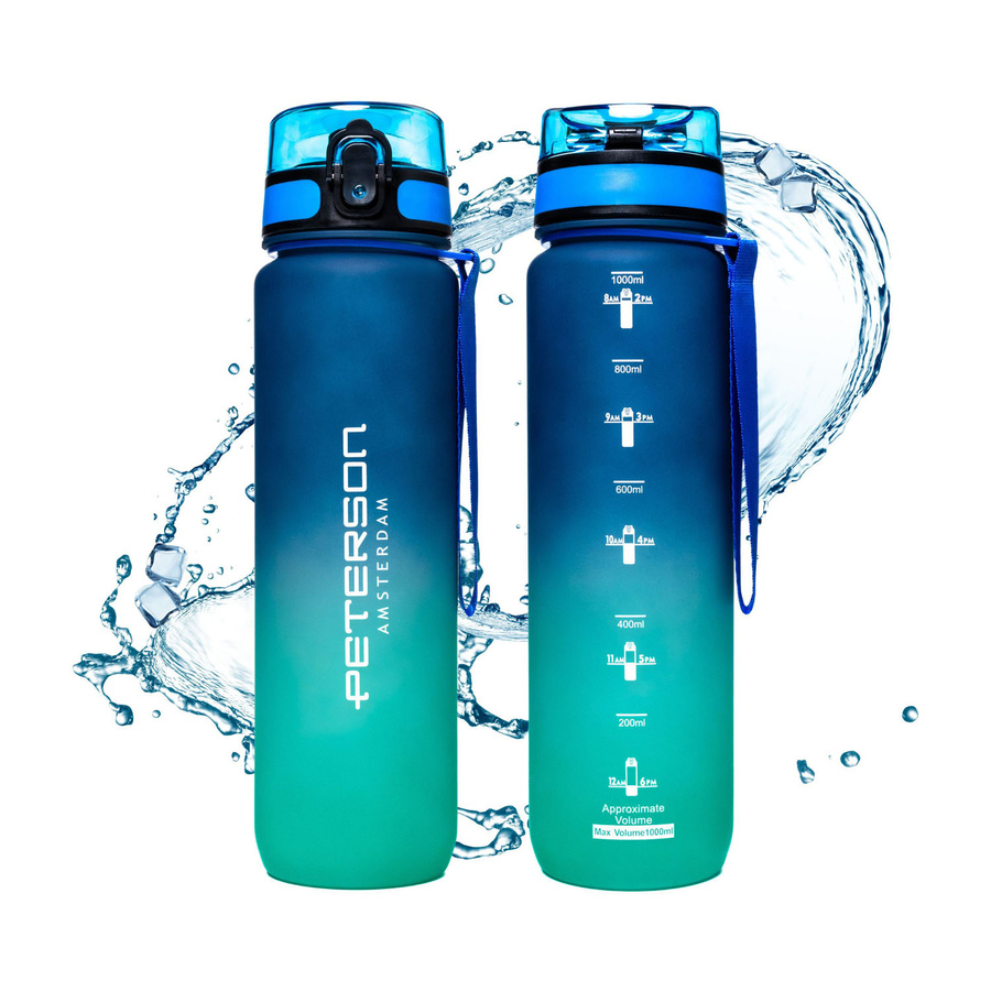 Blau-grüne Wasserflasche mit 1000 ml Fassungsvermögen - Peterson