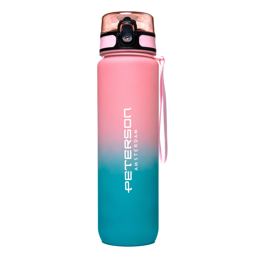Praktische Wasserflasche in Blau-Rosa mit Trageband - Peterson – Bild 7