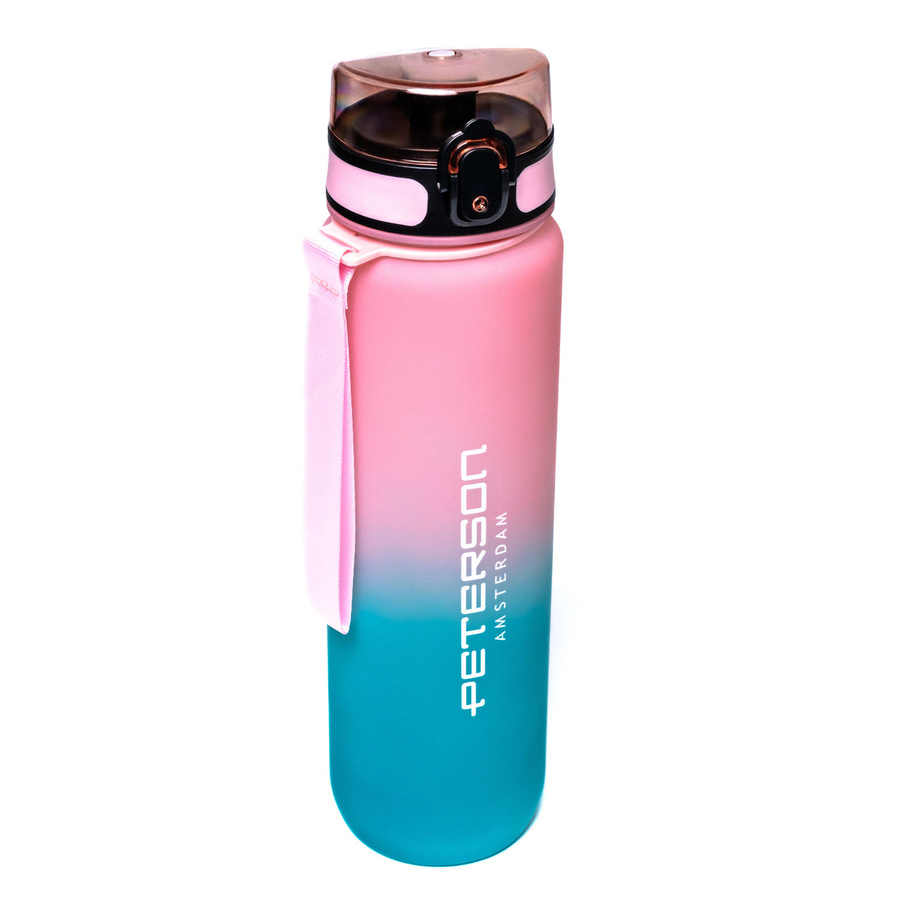 Praktische Wasserflasche in Blau-Rosa mit Trageband - Peterson – Bild 10