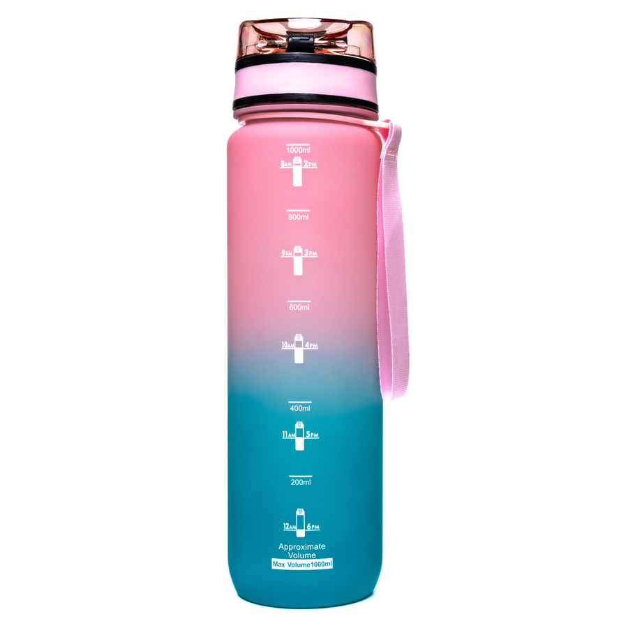 Praktische Wasserflasche in Blau-Rosa mit Trageband - Peterson – Bild 9
