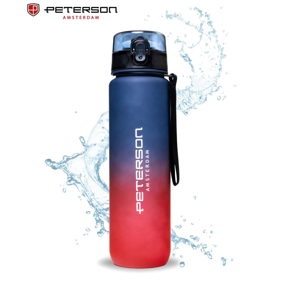 Praktische und robuste rot-violette Wasserflasche mit Messskala - Peterson – Bild 5