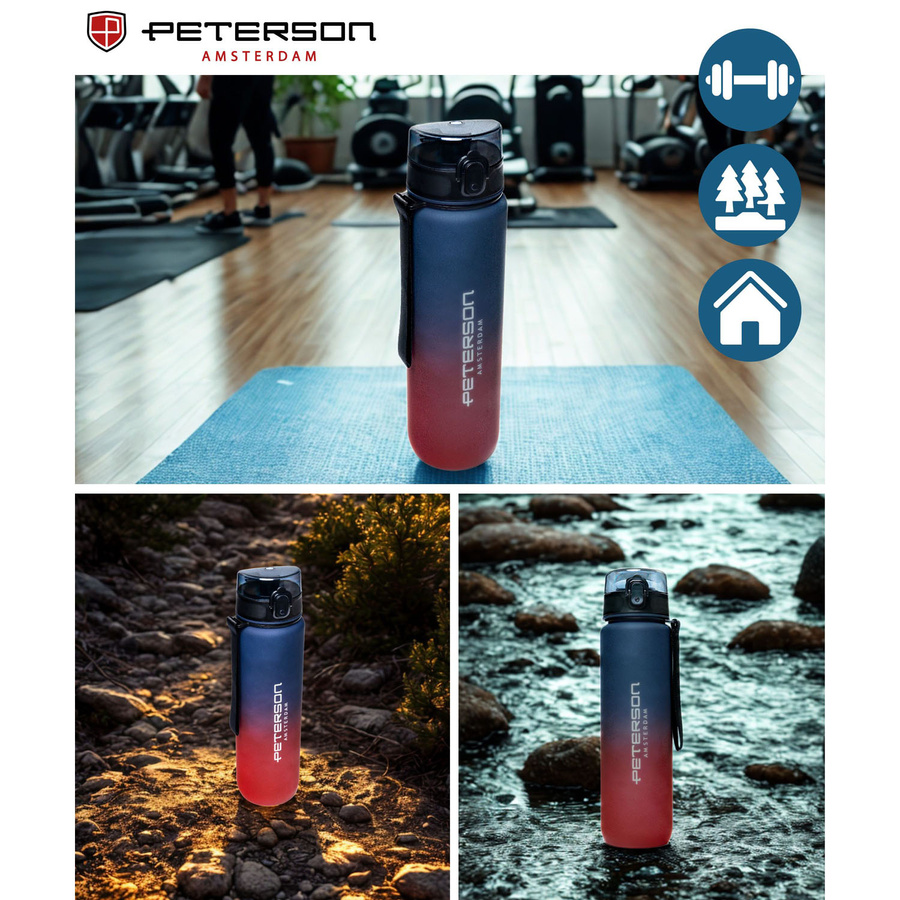 Praktische und robuste rot-violette Wasserflasche mit Messskala - Peterson – Bild 16