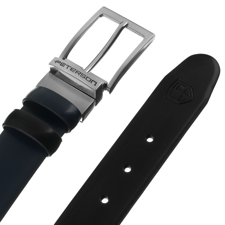 Geschenkset: doppelseitiger Gürtel aus Leder in Marineblau und Schwarz - Peterson – Bild 13