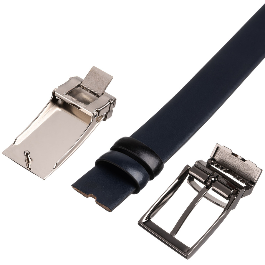 Geschenkset: doppelseitiger Gürtel aus Leder in Marineblau und Schwarz - Peterson – Bild 14