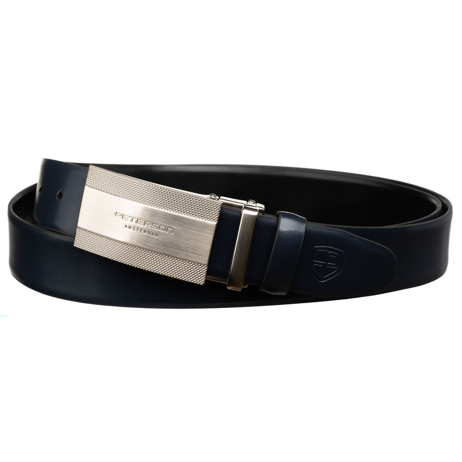 Geschenkset: doppelseitiger Gürtel aus Leder in Marineblau und Schwarz - Peterson – Bild 6