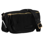 Damen-Gürteltasche aus Nylon in Schwarz mit Reißverschluss, ein Kammer - Rovicky
