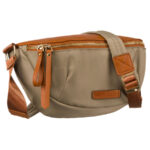 Damen-Gürteltasche aus Nylon in Khaki und Braun mit Reißverschluss - Rovicky