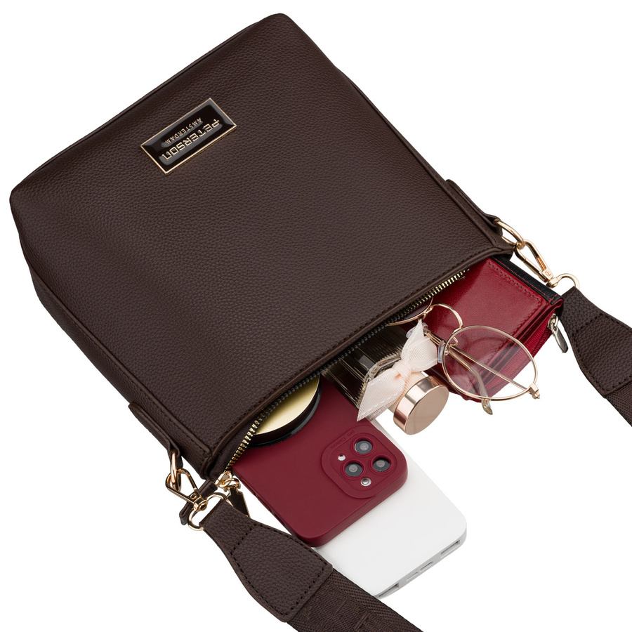 Damenhandtasche aus Öko-Leder in Braun, mit Reißverschluss - Peterson – Bild 12