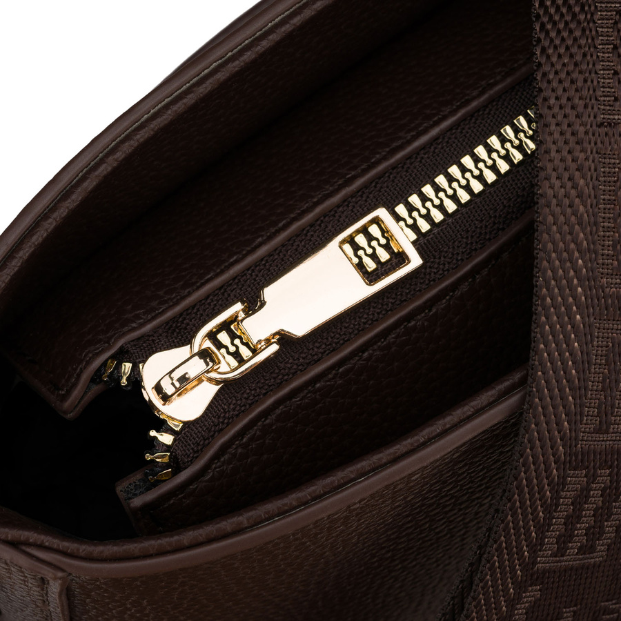 Damenhandtasche aus Öko-Leder in Braun, mit Reißverschluss - Peterson – Bild 9